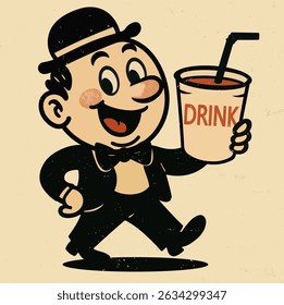 Hombre en estilo retro en Vector de fondo retro