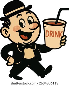 man in retro style without background vector image