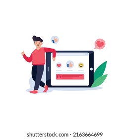 Ilustración plana de la pantalla Man with Reviews