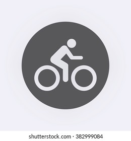 The man ride bicycle icon in circle . Vector illustration