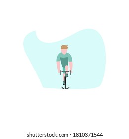 man ride a bicycle  male use road bikes. flat design illustration