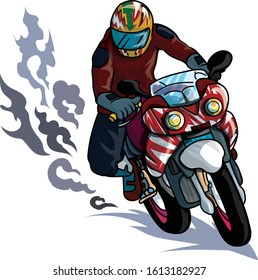 man ride the bike with speed cartoon vector forlogo or graphic illustrate