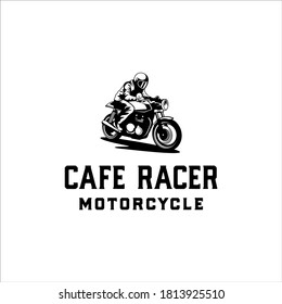 Man ride a Cafe Racer motorcycle with a retro design
