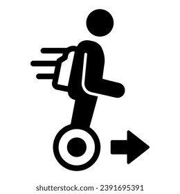 Man ride gyroboard solid icon, electric transport concept, person on gyroscooter vector sign on white background, glyph style icon for mobile concept and web design. Vector graphics