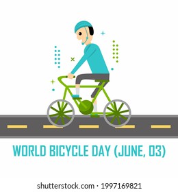 Man ride his bicycle illustration. Easy to edit with vector file. Can use for your creative content. Especially about bicycle day campaign in this june.