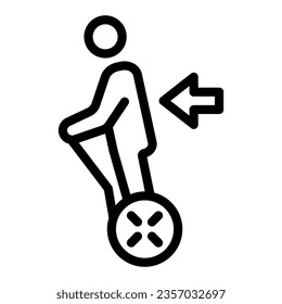 Man ride hoverboard line icon, electric transport concept, gyroboard with handle vector sign on white background, outline style icon for mobile concept and web design. Vector graphics