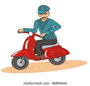 man ride motorcycle, vector icon