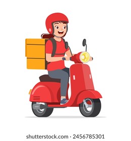 man ride scooter to deliver package