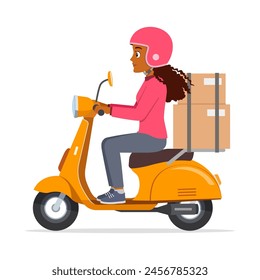 man ride scooter to deliver package