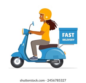 man ride scooter to deliver package