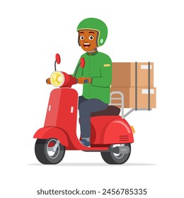 man ride scooter to deliver package