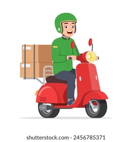 man ride scooter to deliver package