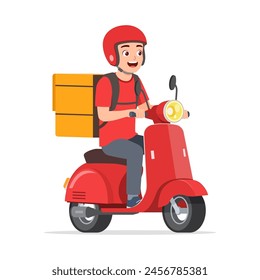 man ride scooter to deliver package