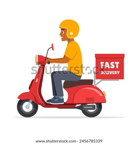 man ride scooter to deliver package