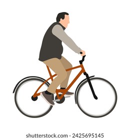 Hombre monta una bicicleta estilo plano ilustración vectorial