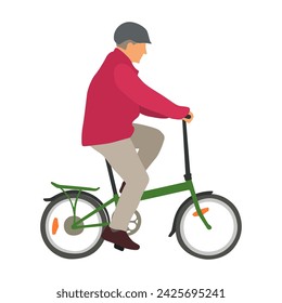 Man rides a bicycle flat style vector illustration