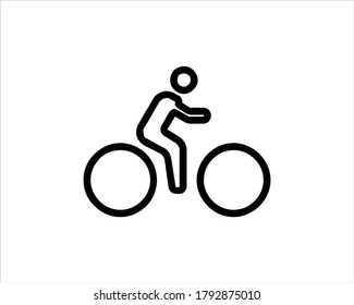 Un hombre monta una ilustración vectorial de un icono de bicicleta.
