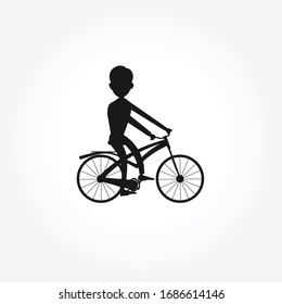 man rides a bicycle silhouette icon design element