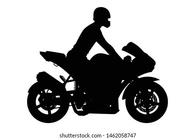 The man rides on big bike silhouette vector, Transportation and person concept.