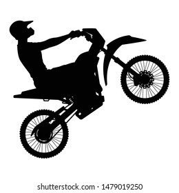 The man rides on motocross silhouette vector, Transportation and person concept.