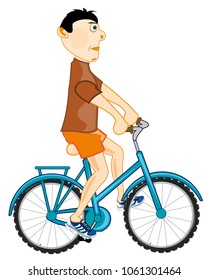 Man rides on transport facility bicycle.Vector illustration