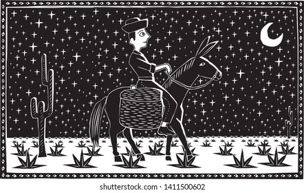 Man riding alone at night