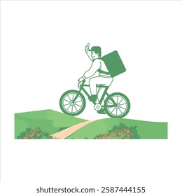 a man is riding a bicycle