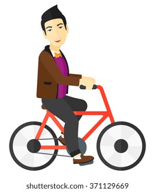 Man riding bicycle.