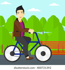 Man riding bicycle.
