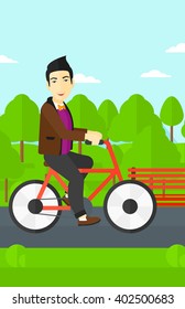 Man riding bicycle.