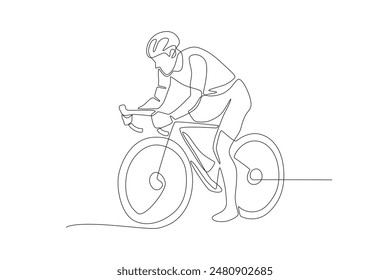 Hombre en bicicleta. Concepto de ciclismo dibujo de una línea