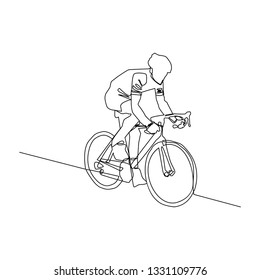 man riding bicycle, continuous single line drawing vector