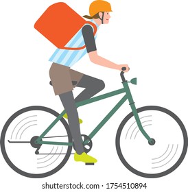 A man riding a bicycle for delivery