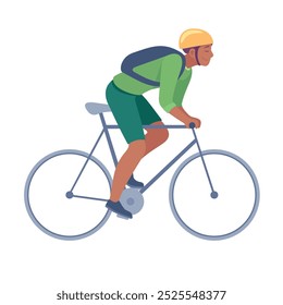 Man Riding Bicycle Enjoy Outdoor Weekend Activity Vector Illustration