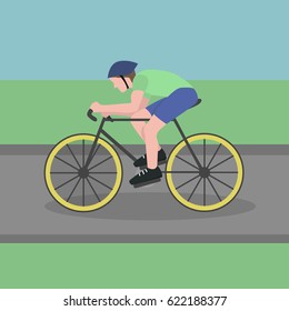 man riding a bicycle flat design sport