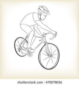 a man riding bicycle, free hand drawing, vector and illustration