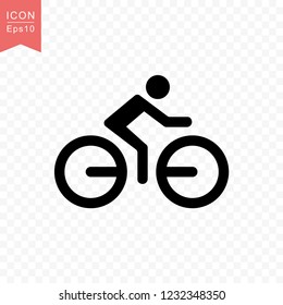 Man riding a bicycle icon simple silhouette flat style vector illustration on transparent background.