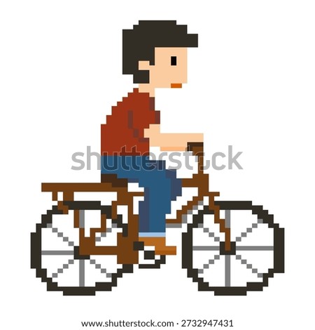 Man Riding Bicycle Lifestyle Pixel