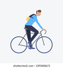 Man riding bicycle and listening to music. Sport, recreation, leisure concept. Vector illustration can be used for presentation slide, poster, new projects