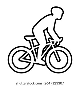 Man Riding Bicycle Silhouette, Outline Road Cyclist Vector Illustration.