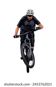 A man riding bicycle sport athlete isolated on white background for background design.