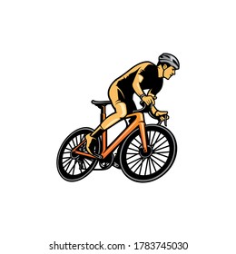 a man riding a bicycle vector art