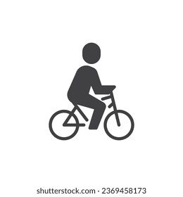 Mann, der ein Fahrrad fährt, Vektorsymbol. volles Flachzeichen für mobiles Konzept und Webdesign. Radfahren, Glyph-Sport-Symbol. Symbol, Logo-Abbildung. Vektorgrafik
