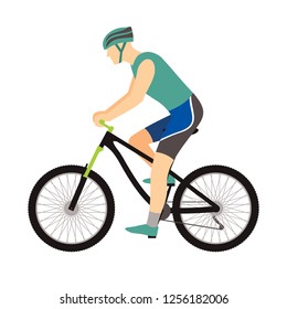 man riding bicycle vector illustration isolated