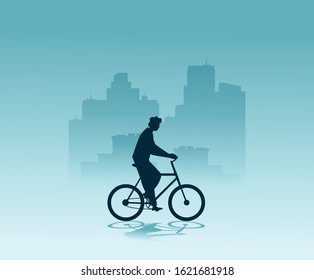 Man riding a bicycle. Vector illustration