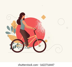 Man riding a bicycle. Vector illustration