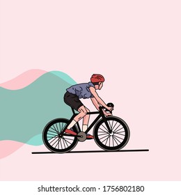 Mann, der Fahrrad fährt, Vektorgrafik. Moderner Mann, Rad fahren, flach
