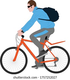 man riding bicycle - vector illustration