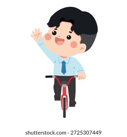 Man Riding Bicycle Waving Hello
