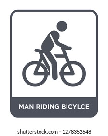 man riding bicylce icon vector on white background, man riding bicylce trendy filled icons from Behavior collection, man riding bicylce vector illustration